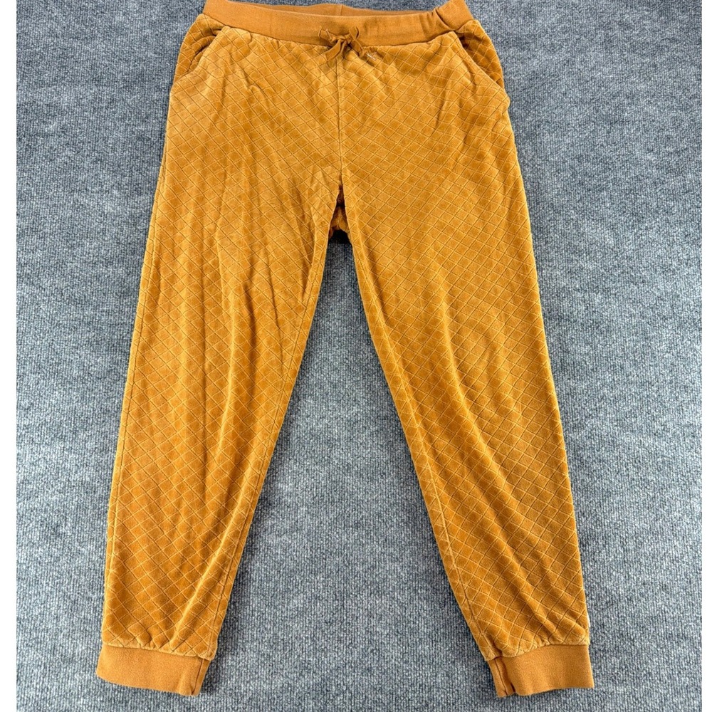 Brixton Mens Quilted Velour‎ Joggers Mustard Yellow Diamond Texture Sweatpants M